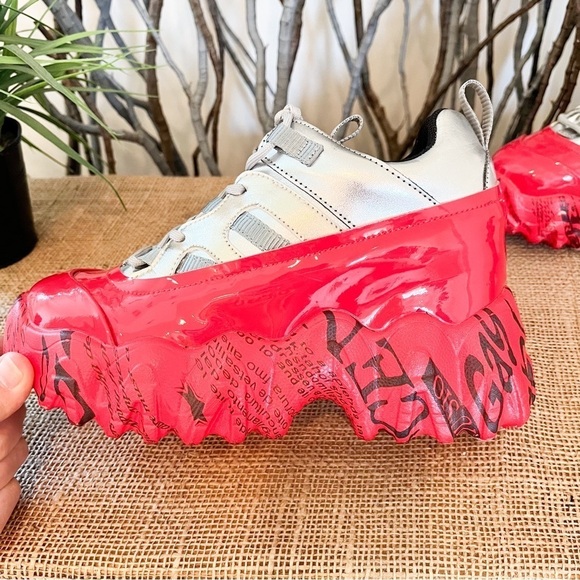 Anthony Wang BlackBerry-04 ColorBlock Wedge Platform Sneakers Size 8 - Picture 7 of 13